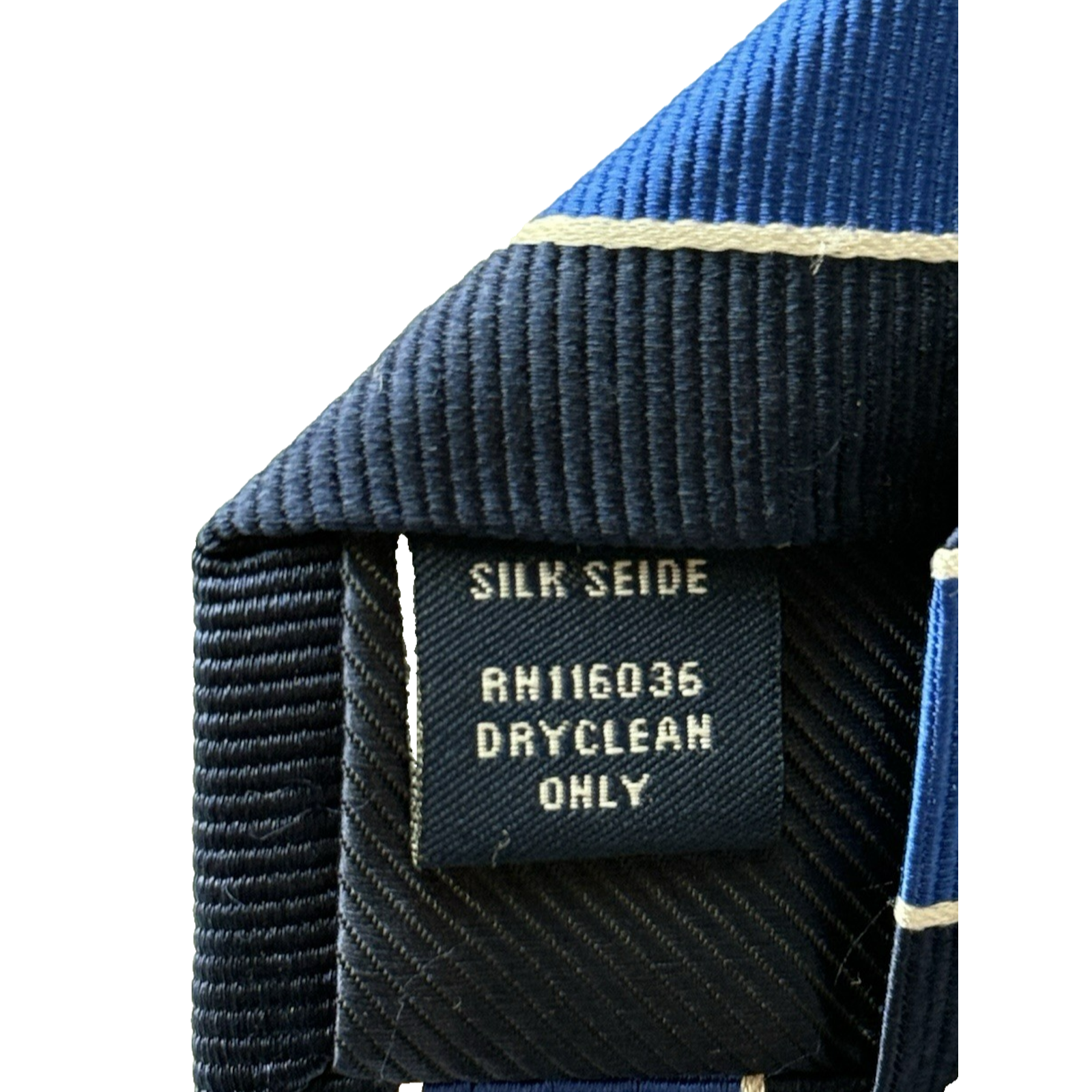 Charles Tyrwhitt Men's 100% Silk Necktie Designer Blue & White Striped Euc — image 8 of 8